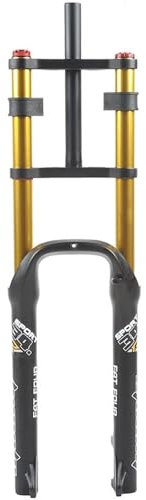 KLYso 1-1/8 Gabelschaft 140mm Federweg QR Mountainbike Doppelschulter Rückprall Federgabeln for 4,0 Fat Tire ATB/BMX Fat Forks Air Bike E-Bike Vorderradgabel Fahrrad Luftgabeln Snow Fat(Gold)
