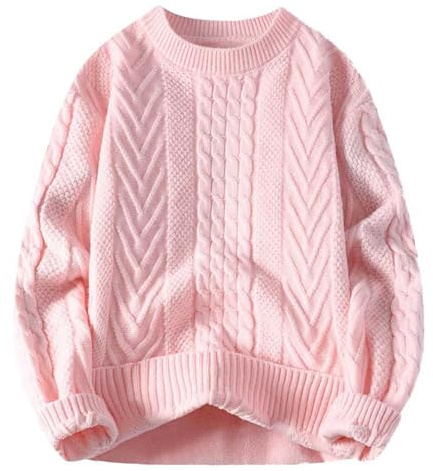 YOSUWOAI Pull d'hiver en tricot pour homme - Pull épais en tricot - Confortable et chaud - Col rond - Manches longues - Pull vintage - Couleur unie - Doux