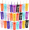 27 Pack Christian Tumbler Bulk, Bible Verse Plastic Cups with Lids and Straw, 24oz Colorful Reusable Graduation Gift Inspirational Religious Tumblers for Women Birthday Christmas (9 Color)