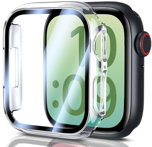 UM UNIQUEME für Apple Watch Series 9/8/7 41mm Hülle - 2 Stück, 360° Ultradünne PC Hard Schutzhülle, Kratzfest & Voller Schutz, Displayschutz für iWatch 41mm - Transparent
