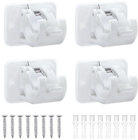 ALLisWE 4 Pièces Support Tringle Rideaux sans Percage Plastique Crochet Rideau Adhesifs Porte-Tringles de Montage Supports Fixation Rideau pour Tringles à Rideaux Barres à Serviettes Armoire Cuisines