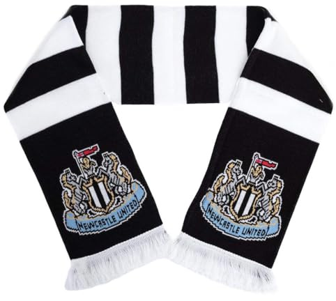 Newcastle United Official FC Bar Scarf, Black and White Stripe, 132cm x 19cm
