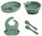 THERMOBABY - Pack Repas Bébé En Silicone – Assiette, Bol, Bavoir, Cuillères Antidérapants – Set Complet Et Pratique Pour Les Premiers Repas De Bébé - Vert Cactus