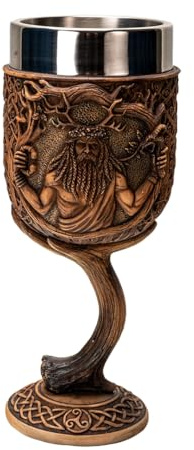 Pacific Giftware Cernunnos Kelch mit keltischen Designs, Kunstharz und Edelstahl, inspiriert vom gehörnten Gott für einzigartiges Trinkgeschirr und Dekor, 18,4 cm hoch