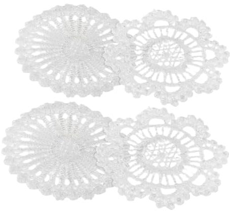 ifundom 4stücke Miniatur Tischdecken Aus Weißer Spitze Für Puppenhaus Deko Für Küchen Romantische Atmosphäre Vielseitig Einsetzbar Detailreiche Gestaltung Für Miniatur-szenen
