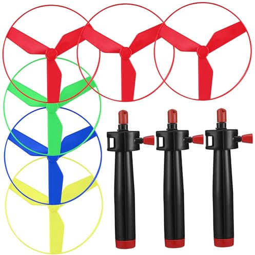 Kisangel 1ensemble Jeu De Disque Volant UFO Plastique avec Lanceur à Corde De Lanceurs Et Disques Colorés pour Activités Extérieures Et Amusement Plein Air
