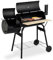 Relaxdays Barbacoa de Carbón, Tapa, 2 Estantes, 2 Ruedas, Termómetro, Acero y Madera, Parrilla Móvil, Negro/Natural, Plástico, 106 x 114 x 67 cm