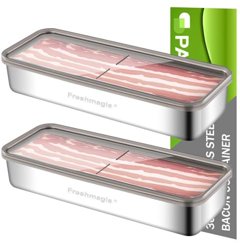 Contenitori Frigorifero Organizer, 2PCS Acciaio Inox 304, Porta Formaggio da Frigorifero, Contenitori Frigo, Contenitore Formaggio per Frigo, Contenitori Acciaio Inox (1.3 l)