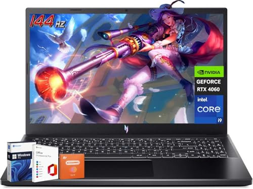 acer Nitro V 15 Gaming Laptop, Intel i9-13900H fino a 5.4GHz, GeForce RTX 4060, 15.6 FHD 144Hz IPS, 64GB DDR5, 4TB SSD, Wi-Fi 6, Tastiera retroilluminata, Windows 11 Pro, W/Accessori