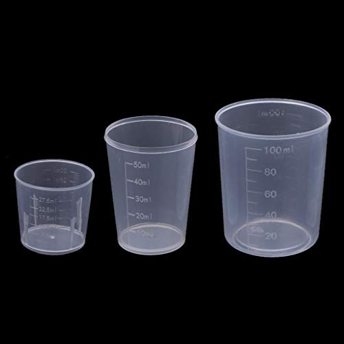 3Pcs Multipurpose Measuring Cups Epoxy Mixing Liquid Container in 30 50 100ML for Paint Soap Making Glass Measuring Jugs