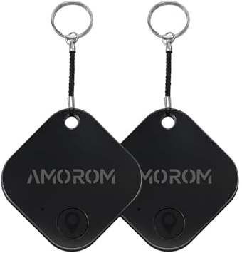 AMOROM Air Tags-2 Pack Bluetooth Tracker Tag Kompatibel mit iOS und Android, Phone Finder, Loud Sound, für Schlüssel, Brieftasche, Rucksack