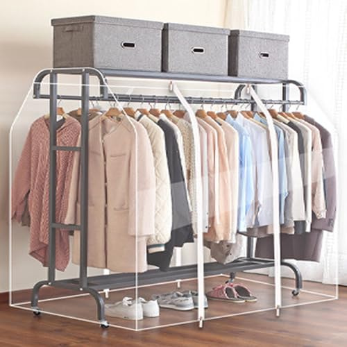 Chaoyilian Transparente kleiderabdeckung,Staubschutz kleiderständer,Wasserdichter doppelstangen-kleiderstanges,Abdeckung für kleiderständer doppelt,Schutzhülle Kleiderstanges,Staub,Für Kleidung