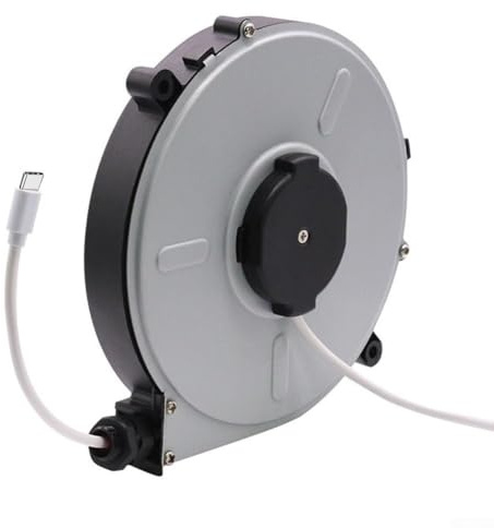 Automatic Retractable Power Cable Reel with .2m and Length Options for and Type-C Devices, White ABS Fireproof Material, 220V(3metersTYPE-C)