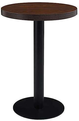 sephironlbb Runder Bistrotisch Dunkelbraun 60 cm für 2 Personen, MDF-Platte mit Holzmaserung, Stabiler Stahlfuß, ideal für Küche, Esszimmer, Café & Bar