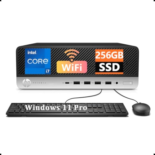 HP ProDesk 600 G3 SFF - Computer desktop Intel Core i7-7700, 8 GB di RAM, 256 GB SSD, WiFi, Bluetooth, tastiera QWERTY, Windows 11 Pro (ricondizionato)