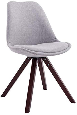 CLP Retro-Stuhl Toulouse Square Mit Stoffbezug Und Hochwertigem Sitzpolster I Lehnstuhl Mit Stabilem Holzgestell I Sitzhöhe 48 cm, Farbe:grau, Gestell Farbe:Cappuccino