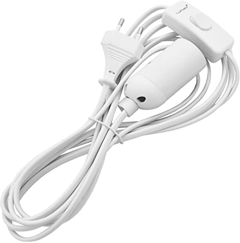 Lumare Lampenfassung E27 mit Kabel, Schalter und Stecker | PVC Lampenfassung mit 3,5m Lampenkabel mit Schalter EU-Stecker | 230V AC Nennspannung, Max 40W, CE-zertifizierter Steckdosenadapter | Weiß