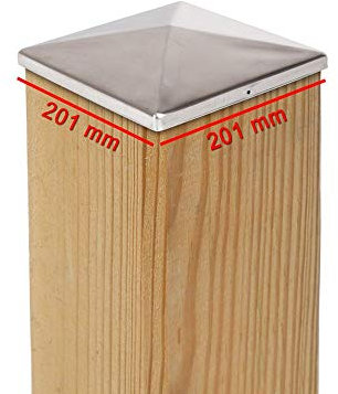 2 x PFOSTENKAPPE PYRAMIDE 201 x 201 MM EDELSTAHL