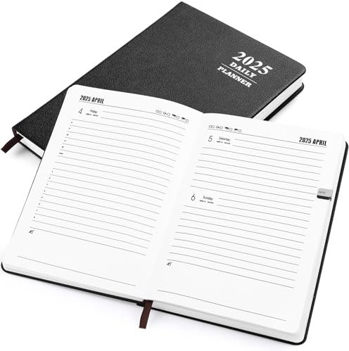 Terminplaner 2025, Kesote Buchkalender A5 Wochenplaner Leder Kalender Terminkalender Hardcover Wochenkalender, 1 Tag 1 Seite