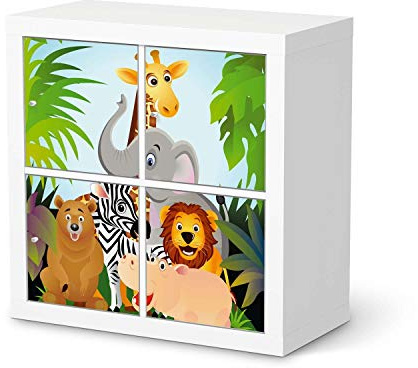 Kinder Wandtattoo Möbel - passend für IKEA Kallax Regal 4 Türen I Tolle Kinder-Zimmer Deko - Möbelaufkleber für Kinderzimmer und Babyzimmer I Design: Wild Animals