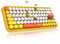 FELiCON 308i Retro Wireless Keyboard, Bluetooth Silent Cute Computer Keyboard with Round Punk Compact 84 keys, Lightweight, Matte Texture,Typewriter Design for PC, Laptop, Mac, Phone-Yellow