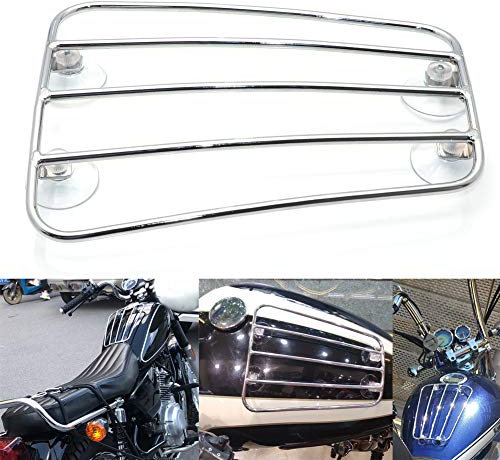 Universal Metal Motorcycle Fuel Tank Suction Cup Luggage Rack Bracket Holder Motorcycle Accessories (Silver)