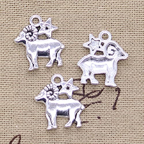 FZSWD Charms Sternzeichen Wassermann Widder Krebs Löwe Waage Stier Skorpion Schütze Vigro Zwillinge Fische DIY Antik Silber Farbe