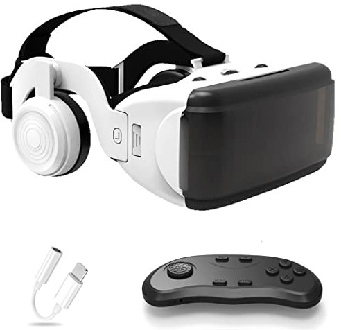JYMYGS VR Glasses, Virtual Reality Headset, VR Headsets Support Android and IOS, Bluetooth Connection for iPhone 13 Pro Max/13 Pro/13/12/11, for Samsung Galaxy S21, Huawei, Xiaomi