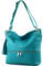 modamoda de - T143 - ital. Leder Schultertasche Umhängetasche, Farbe:Türkis_1