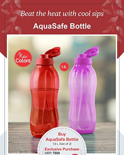 Tupperware Plastic Water Bottle 1400 ml Pack of 2 (Multicolor)
