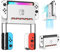 Wandhalterung für Switch und Switch OLED, Wiilkac Wandhalterung für Switch mit 5 Spielkartensteckplätzen und 4 Joy Con Haken, Platz sparen, schnelle Wärmeableitung (Schwarz)…
