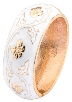Wynameleri Cloisonne-Armreif im Vintage-Stil, exquisite Blume, emailliert, offene Manschette, dünnes Handgelenk-Armband für Frauen, 3 Stück, rotgoldenes Armband für Frauen, rosa Mama-Armband, 7.4in