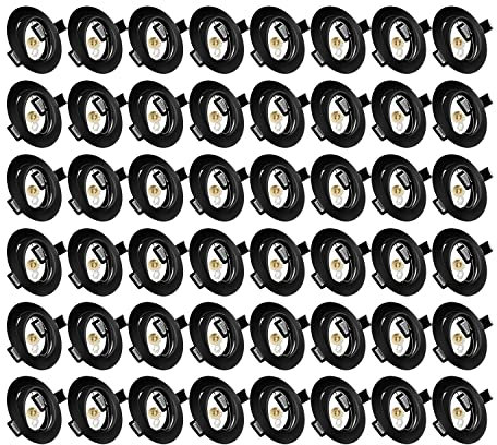 Tofisr Einbaustrahler GU10 Set, Schwenkbar LED Spot Einbaurahmen Rund Schwarz, Einbauleuchte Einbaurahmen Optik, Inkl. GU10 Fassung für LED Oder Halogen Leuchtmittel, 48 Stück