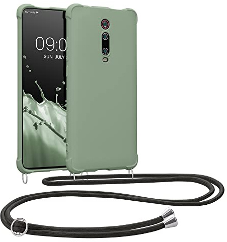 kwmobile Necklace Case kompatibel mit Xiaomi Mi 9T (Pro) / Redmi K20 (Pro) Hülle - Cover mit Kordel zum Umhängen - Silikon Schutzhülle Graugrün