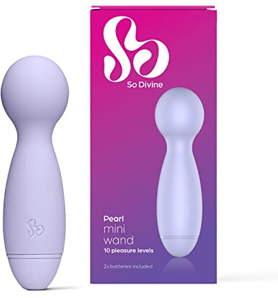 So Divine Pearl 10 Function Mini Massage Wand – 3 speeds & 7 Functions - Portable Sex Toy for Couples & Women- Body Safe Silicone- Splash Proof- Purple- Discreet delivery