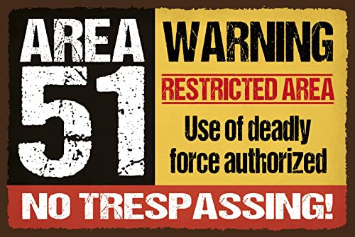 Blechschild 20x30cm gewölbt area 51 warning restrictes area Deko Geschenk Schild
