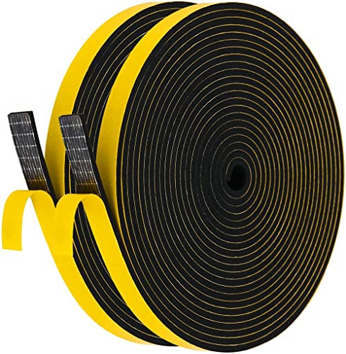 Palazen 12m Dichtungsband Selbstklebend für Türen Fenster 12mm(B) x3mm(D) Moosgummi Dichtband als Tür-Fenster-Dichtung-Zugluftstopper Schaumstoffband Abdichtung Schwarz [2 Rollen mit je 6m]