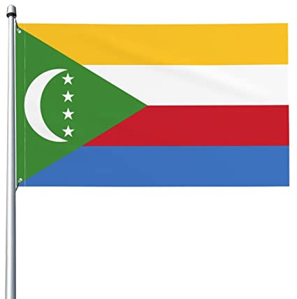 Drapeau des Comores 0,9 x 1,5 m – Résistant aux UV – Drapeau de jardin pour jardin avec œillets