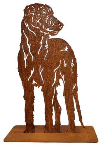 Terma Stahldesign Rost Hund Irischer Wolfshund Lebensgroß Handmade Germany tolle Gartendeko aus Metall Figur deko Geschenk Rostfigur Garten deko Gartenfigur, hundegrab deko, 75 cm