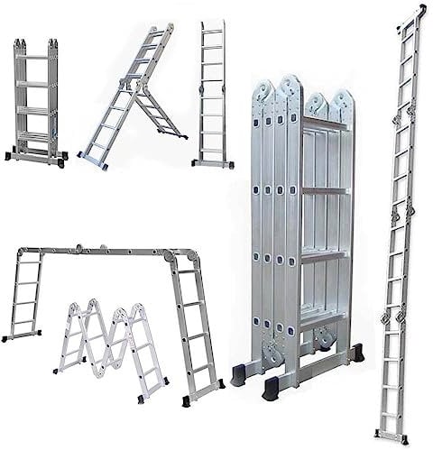 4.7m Multi Purpose Aluminum Ladder 14-in-1 Extension Folding Ladder with 1 Free Tray 4x4 Steps 15.5ft Heavy Duty Combination Ladder
