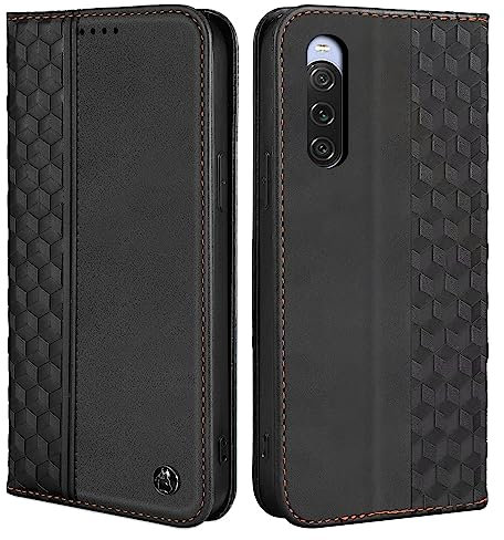 CXTcase Handyhülle für Sony Xperia 10 V Hülle, Lederhülle Flip Case für Sony Xperia 10 V, PU Leder Stoßfeste Magnetische Schutzhülle Tasche für Sony Xperia 10 V, Schwarz