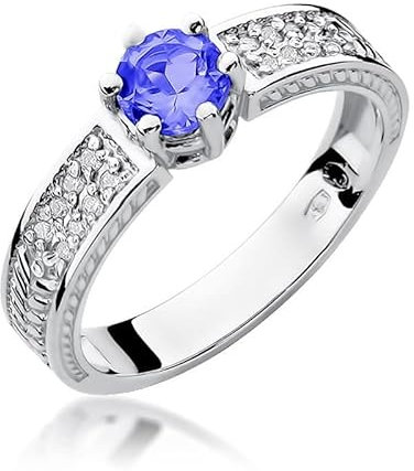 Damen Ring 585 14k Gold Weißgold echt Tansanit Edelstein Diamanten Brillanten