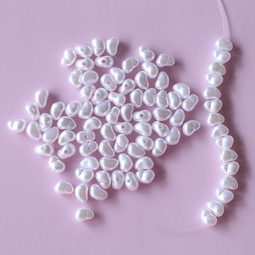 YIEUR 750 Stück Perlen Weiß, 10mm Bastelperlen mit Loch zum Basteln, 150g Lose Kunst pearl Acryl perlenhochzeit für Armbänder Hallskette Deko Handwerk Schmuckherstellung(weiß)