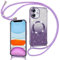 Phoona Handyband Hülle für iPhone 11 mit Band [kompatibel mit MagSafe], Luxuriöse Glitzer Beschichtung Magnetische Handyhülle für iPhone 11 Silikon TPU Stoßfest Schutzhülle, Lila