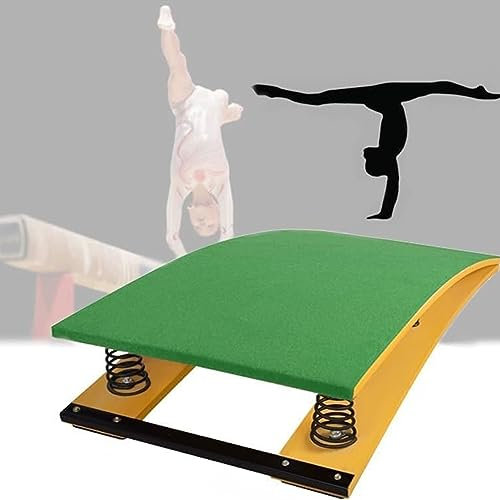 HUHJYUGE Turnen Sprungbrett, Hartholz Gymnastik-Sprungbrett, Juniorenturnen Sprungbrett, Tragbares Gebogenes Gymnastik-Sprungbrett, für Weitsprung, Leichtathletik, Salto (Green 120x60cm)