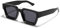 JCTAIFOO Vintage Rechteck Sonnenbrille für Damen Herren Retro Rechteckig Chunky Quadrat Große Dicke Frame Brille (Schwarz/Dunkelgrau)