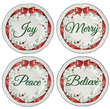 Pfaltzgraff Winterberry Red Ribbon Salad Plates, Set Of 4