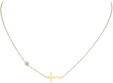 Kreuz Kette gold als christliche Geschenke für Frauen | Elegante Damen Schmuck Kette mit Kreuz als christliche Geschenkidee | Ideals auch als Christlicher Schmuck Frauen Geschenk