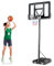 GYMAX Panier Basket Extérieur pour Enfants Adultes, Hauteur Réglable 130-305CM, Mobile Portable avec Roues, Base Stable Remplissable, Panneau Anti-bris
