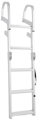 5 Step Boat Ladder, Rustproof Aluminum Alloy Folding Dive Ladder, Under Platform Slide Mount Boarding Ladder, Telescoping Dock Ladder for Ocean Yachts, Ships, Swimming Pools